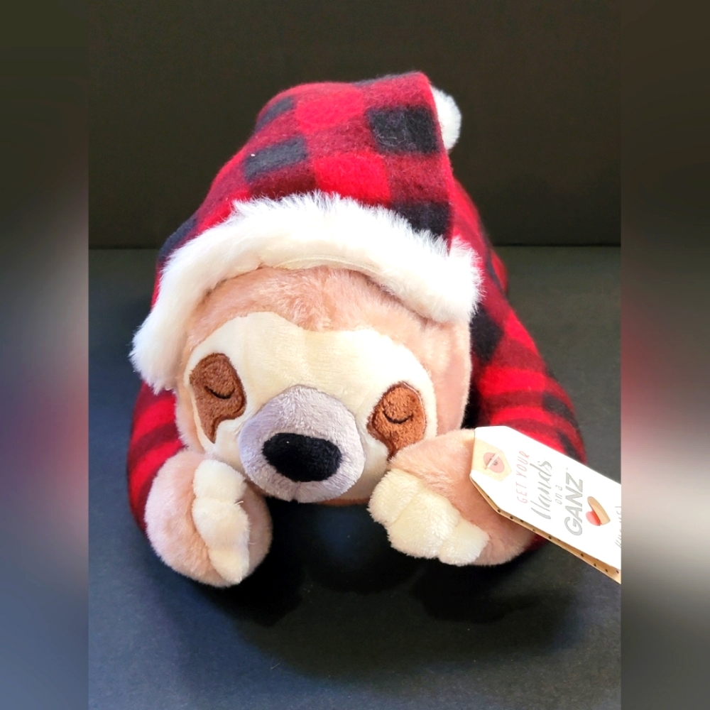 Ganz Big Beautiful Sleep Sloth Plush With Red Checkered Onsie Sleeper